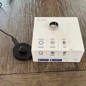 Oura Silver Ring with Black Charger